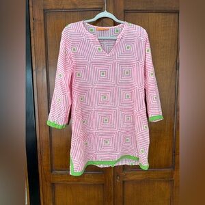 Oliphant Pink Geometric Top with Lime Accents